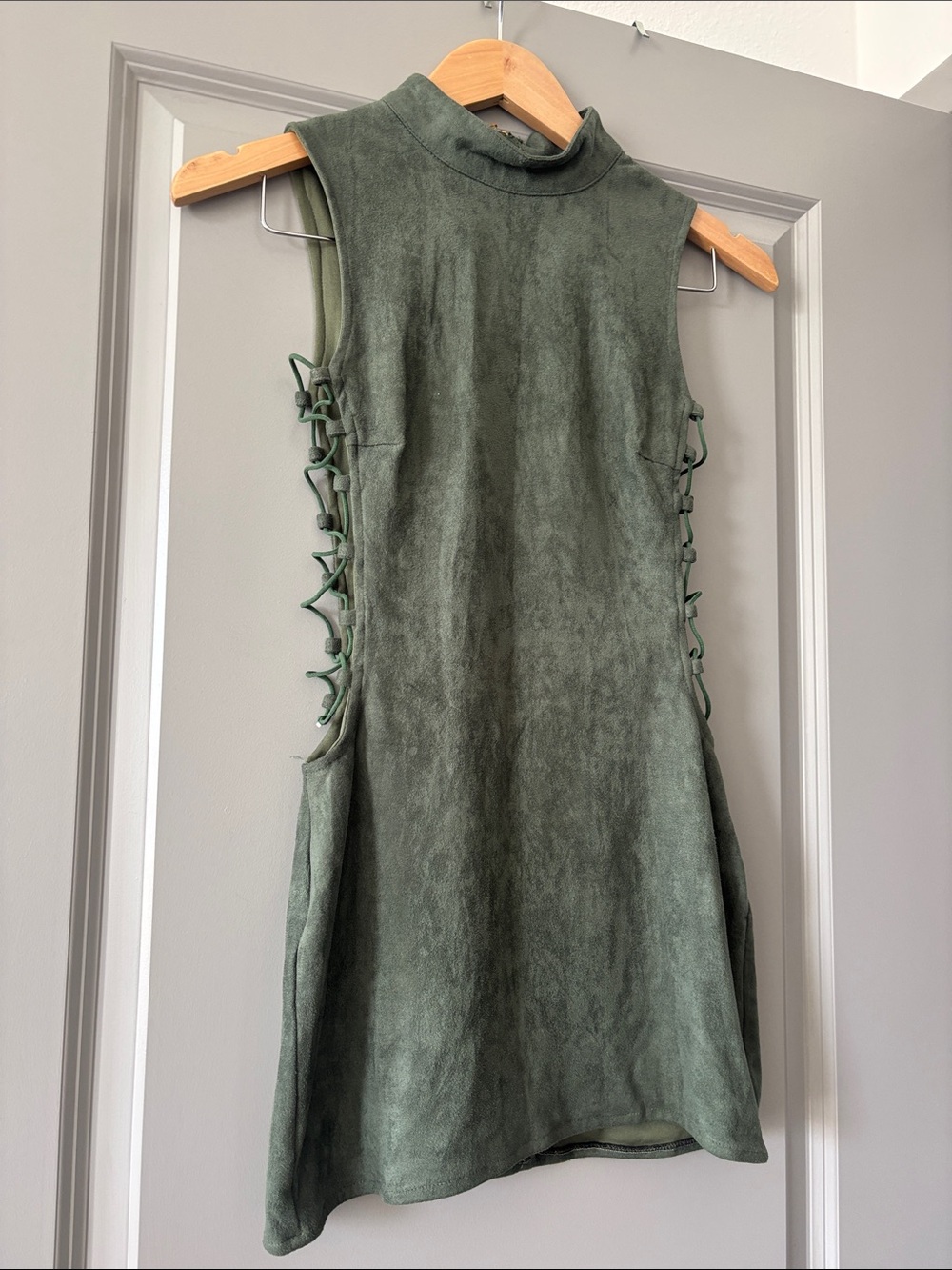 Mock Neck suede mini dress